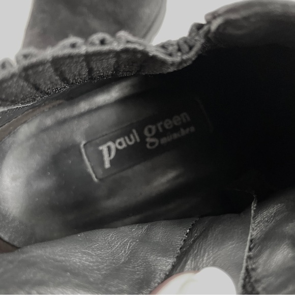 Paul Green Black Suede Heeled Ankle Booties Chelsea Lug sole Comfort US 7.5 - Picture 8 of 8